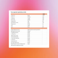 focus + attention aid supplement nutritional content chart